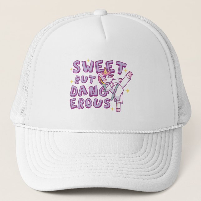 Sweet but dangerous Karate Unicorn Trucker Hat (Front)