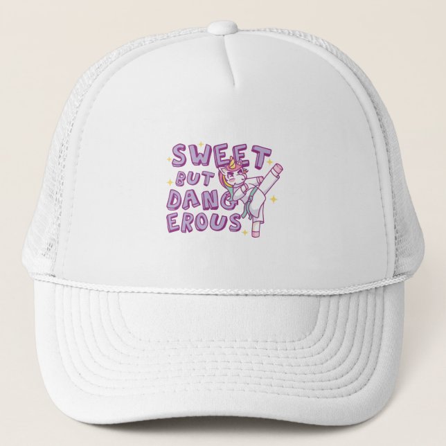 Sweet but dangerous Karate Unicorn Trucker Hat (Front)