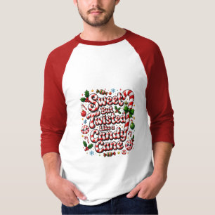 Sweet But Twisted Candy Cane Design T-Shirt