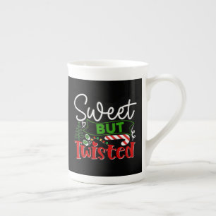 Sweet But Twisted Funny Christmas Candy Cane Bone China Mug