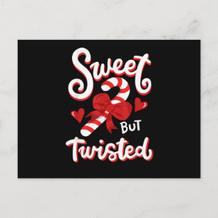 Sweet But Twisted Funny Christmas Candy Cane Santa Postcard
