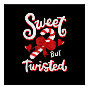 Sweet But Twisted Funny Christmas Candy Cane Santa Poster