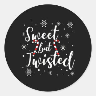 Sweet But Twisted Funny Christmas Candy Cane Xmas Classic Round Sticker