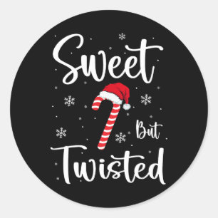Sweet But Twisted Funny Christmas Candy Cane Xmas Classic Round Sticker