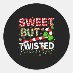 Sweet But Twisted Funny Christmas Candy Cane Xmas Classic Round Sticker