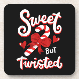 Sweet But Twisted Funny Christmas Candy Cane Xmas Coaster