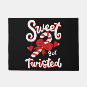 Sweet But Twisted Funny Christmas Candy Cane Xmas  Doormat