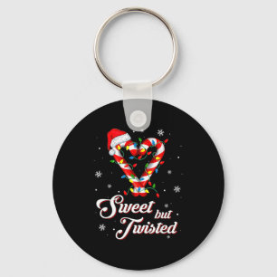 Sweet But Twisted Funny Christmas Candy Cane Xmas Key Ring