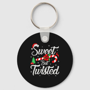 Sweet But Twisted Funny Christmas Candy Cane Xmas Key Ring