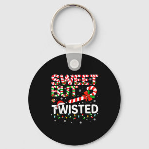 Sweet But Twisted Funny Christmas Candy Cane Xmas Key Ring