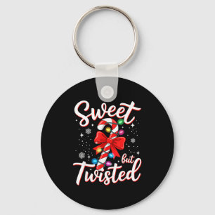 Sweet But Twisted Funny Christmas Candy Cane Xmas Key Ring