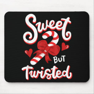 Sweet But Twisted Funny Christmas Candy Cane Xmas Mouse Pad