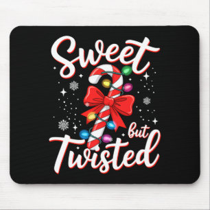 Sweet But Twisted Funny Christmas Candy Cane Xmas  Mouse Pad