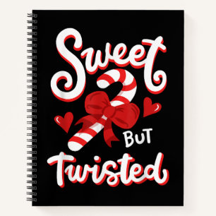 Sweet But Twisted Funny Christmas Candy Cane Xmas Notebook