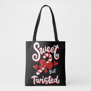 Sweet But Twisted Funny Christmas Candy Cane Xmas Tote Bag