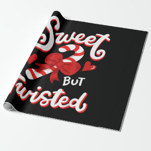 Sweet But Twisted Funny Christmas Candy Cane Xmas  Wrapping Paper