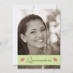 Sweet Butterflies Quinceanera Invitation (sage)