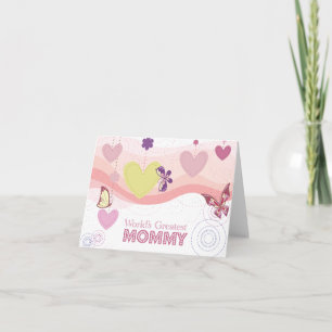 Sweet butterfly hearts world's greatest mummy card