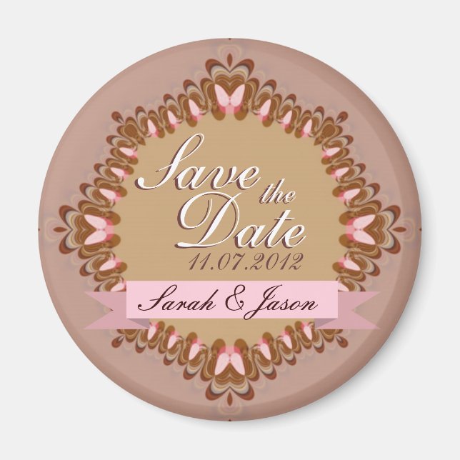 Sweet Butterfly Lace Save the Date Wedding Magnet (Front)