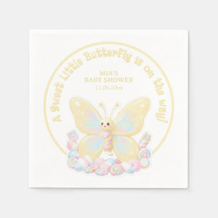 Sweet Butterfly Yellow Marshmallow Baby Shower Napkin