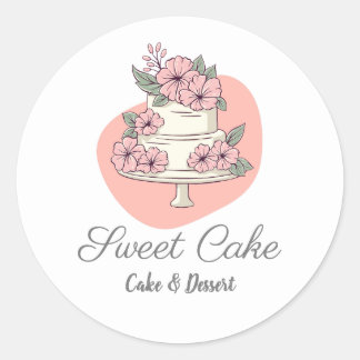 Sweet Cake Bakery Cake & Dessert Logo Classic Round Sticker