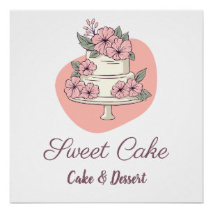 Sweet Cake Bakery Cake & Dessert Logo Poster
