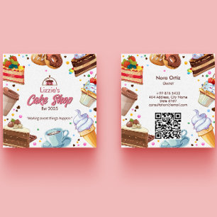 Sweet Cake Business   Cake Shop Colourful Square Business Card