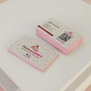 Sweet Cake Business Elegant Pink Business Card