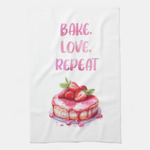 Sweet cake design tea towel