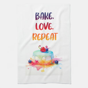 Sweet cake design tea towel