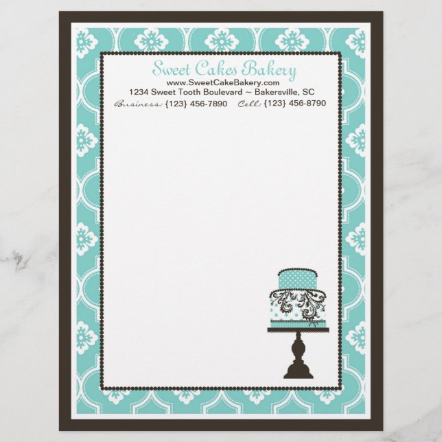 Sweet Cake Letterhead Turq Design (Front)