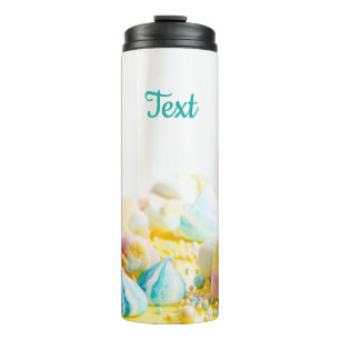 Sweet cake marshmallow lollipop bright yellow blue thermal tumbler