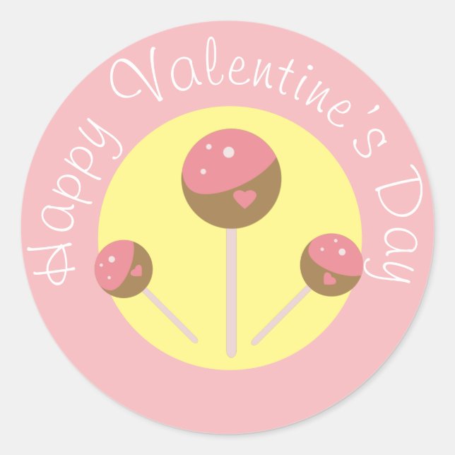 Sweet Cake Pop Valentines  Pink   Classic Round St Sticker (Front)