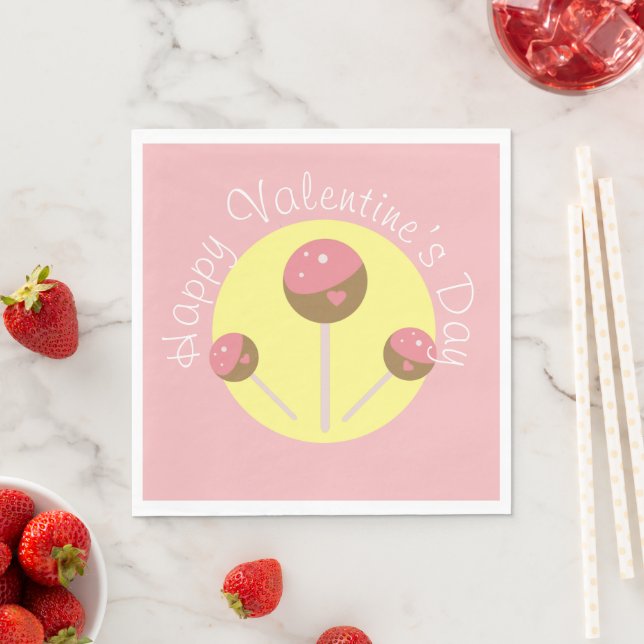 Sweet Cake Pop Valentines  Pink    Napkin (Insitu)