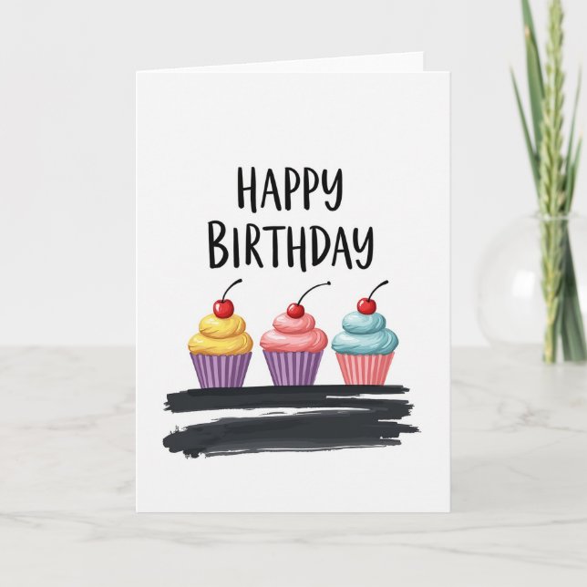 Sweet Cake Trio Birthday Card (Front)