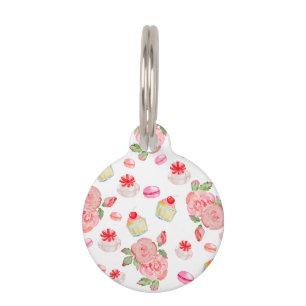 Sweet cakes and roses in watercolour pet tag