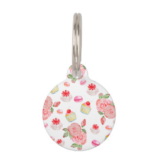 Sweet cakes and roses in watercolour pet tag