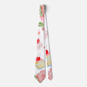 Sweet cakes and roses in watercolour tie