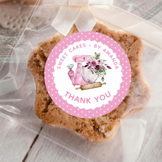 Sweet Cakes Pink Thank you Classic Round Sticker