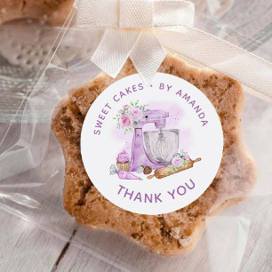 Sweet Cakes Purple Thank you Classic Round Sticker
