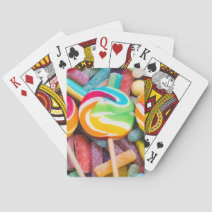 sweet candies playing cards