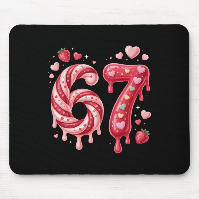 Sweet Candy 67 Strawberry Heart Drip Cute Valentin Mouse Pad (Front)