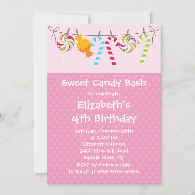 Sweet Candy Bash Birthday Party Invitation (Front)