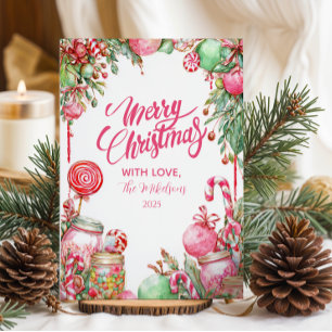 Sweet Candy Cane Christmas Holiday Card