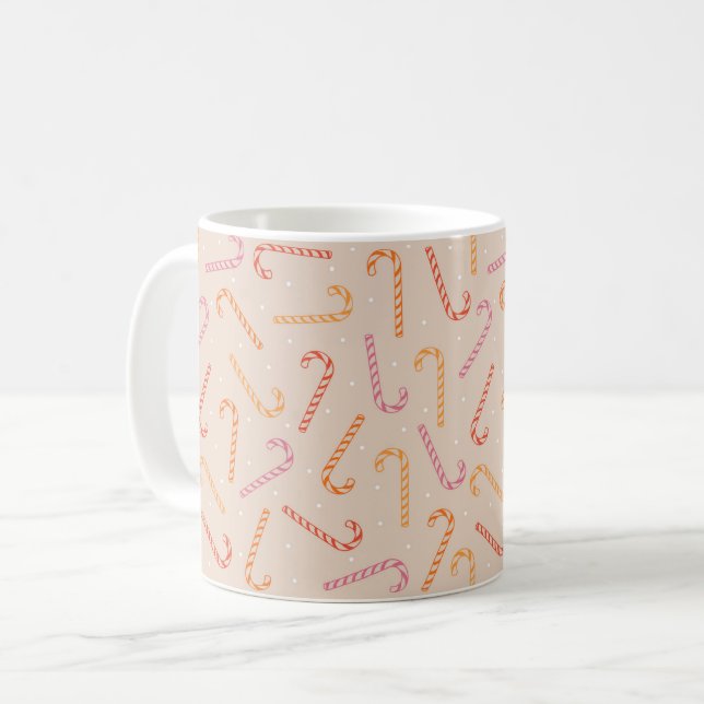 Sweet candy cane pattern coffee mug (Front Left)