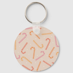 Sweet candy cane pattern key ring