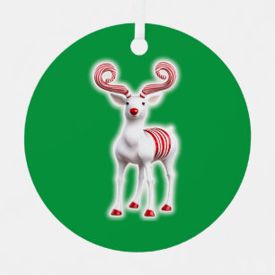 Sweet Candy Cane Reindeer Metal Tree Decoration