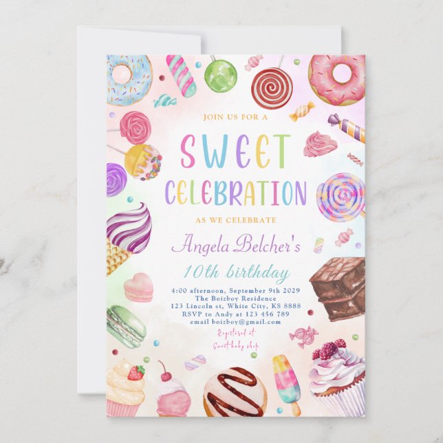 Sweet Candy Celebration Birthday Invitation (Front)