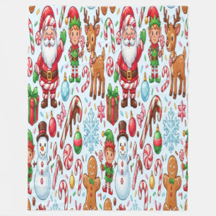 Sweet Candy Christmas Treats Gingerbread Man Fleece Blanket