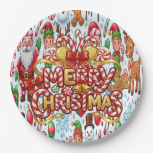Sweet Candy Christmas Treats Gingerbread Man  Paper Plate